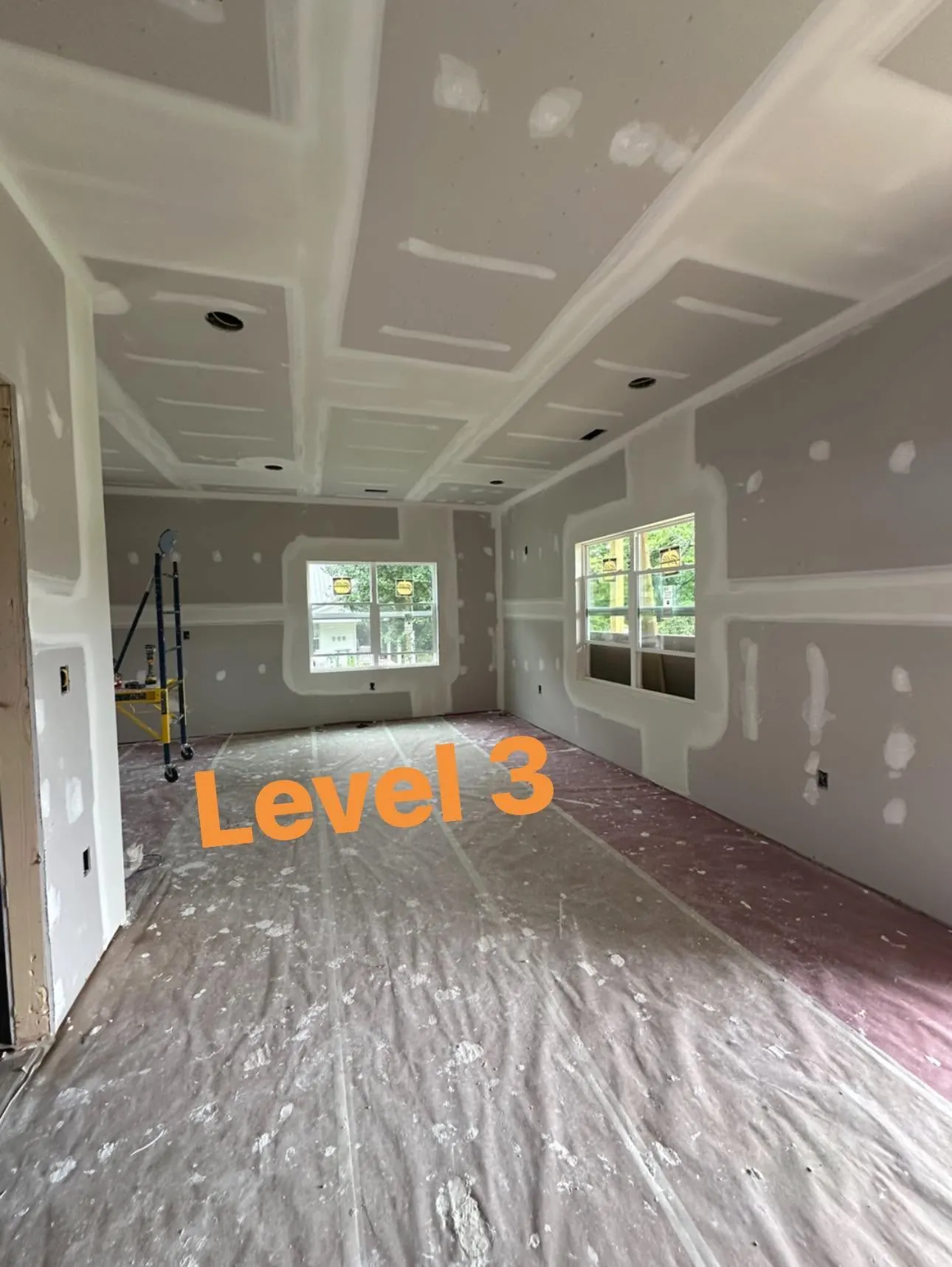 Open room showing a Level 3 drywall finish