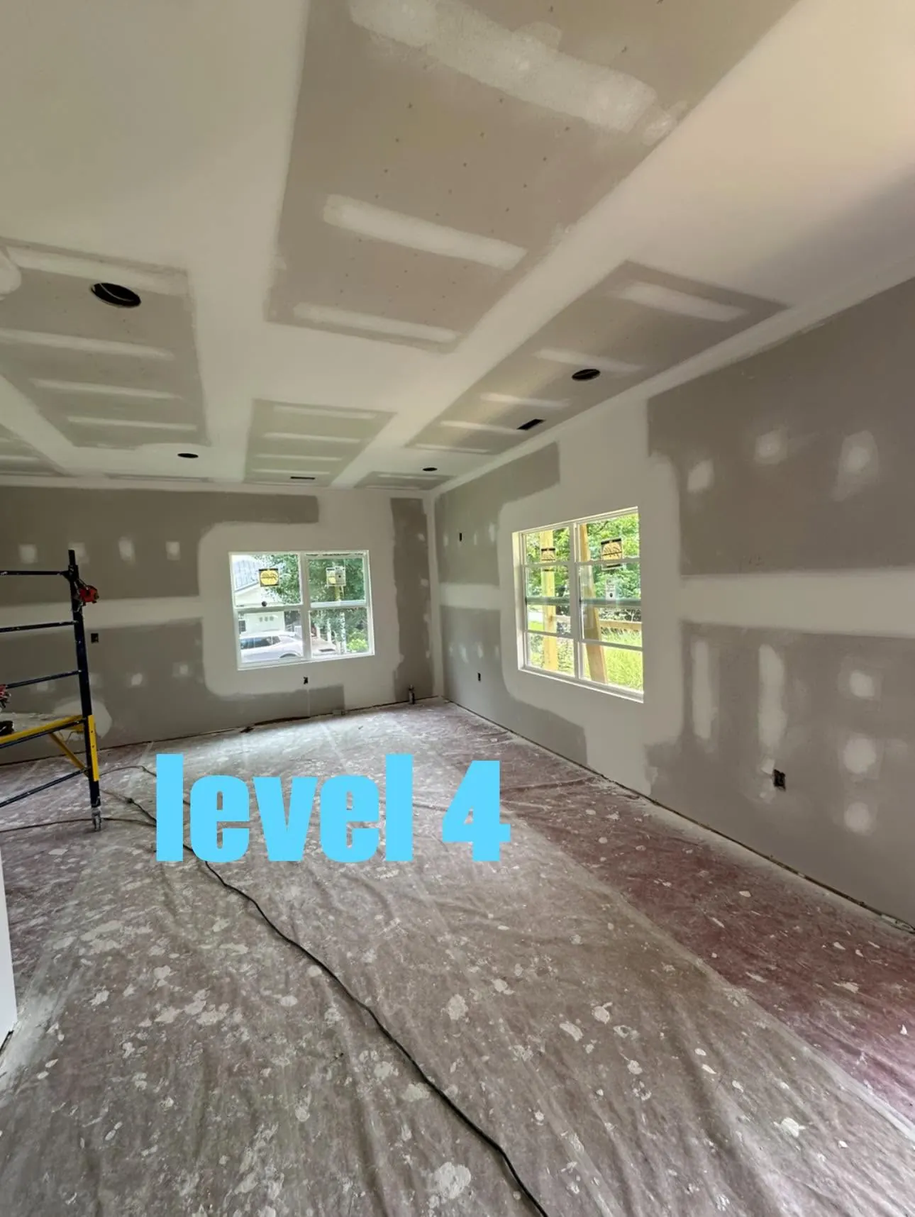 Windowed room showing a Level 4 drywall finish